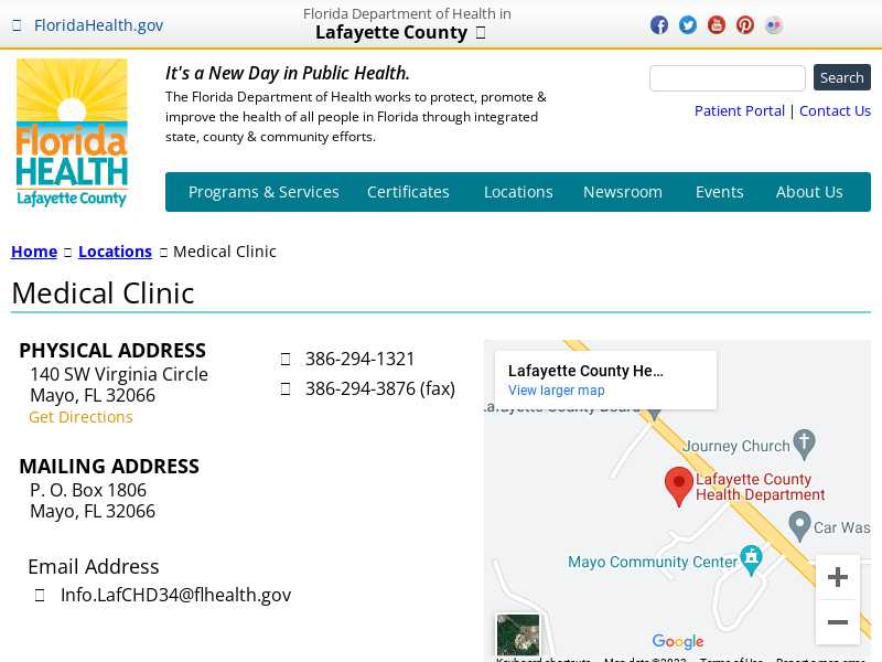 Florida Department of Health Lafayette County Medical Clinic